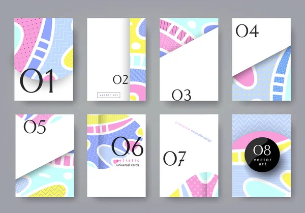 Set-artistic-universal-cards-rounded-shapes-color-A4-4 — Stock vektor
