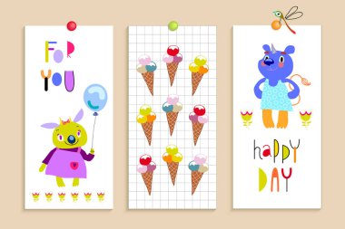 Set-Card-Birthday-Party-Funny-Monsters-ice-Cream-humor-06
