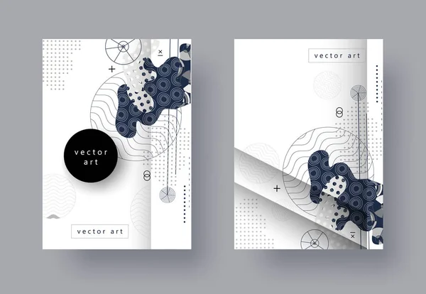 Set-Artistic-Universal-Cards-Abstract-Geometric-Trendy-Design-7 — Stok Vektör