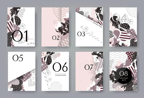 Set-Artistic-Universal-Cards-Abstract-Geometric-Trendy-Design-10 — Archivo Imágenes Vectoriales