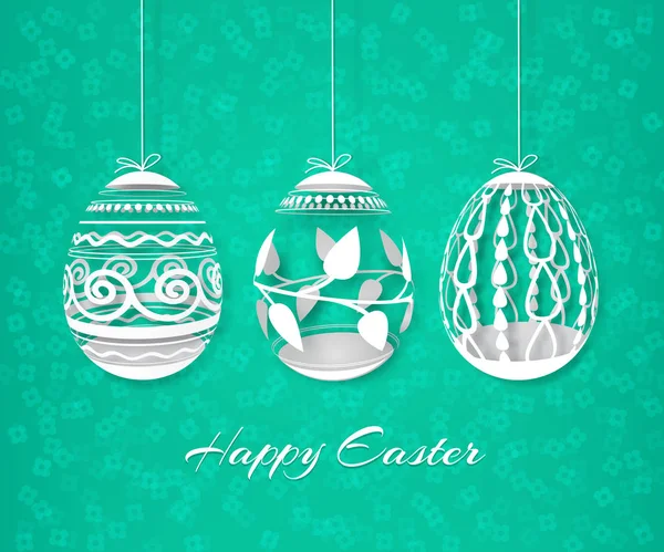 Easter-Paper-eggs-Art-White-01 — Stock vektor