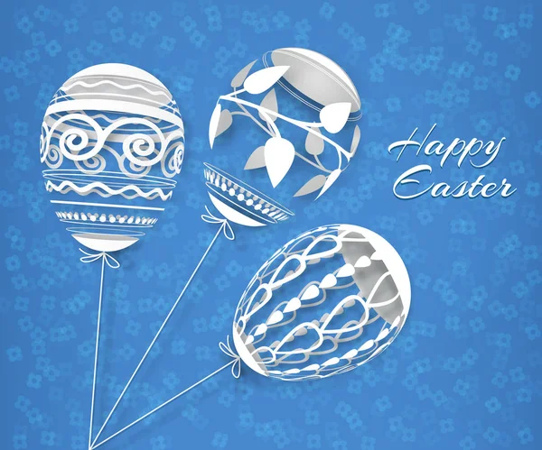 Easter-paper-eggs-art-white-05 — ストックベクタ