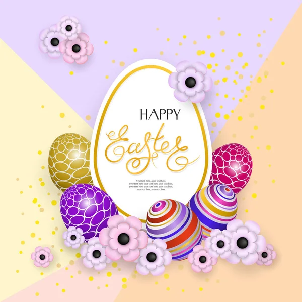 3D-Easter-Eggs-Flowers-Paper-abstract-Background-1 — Wektor stockowy