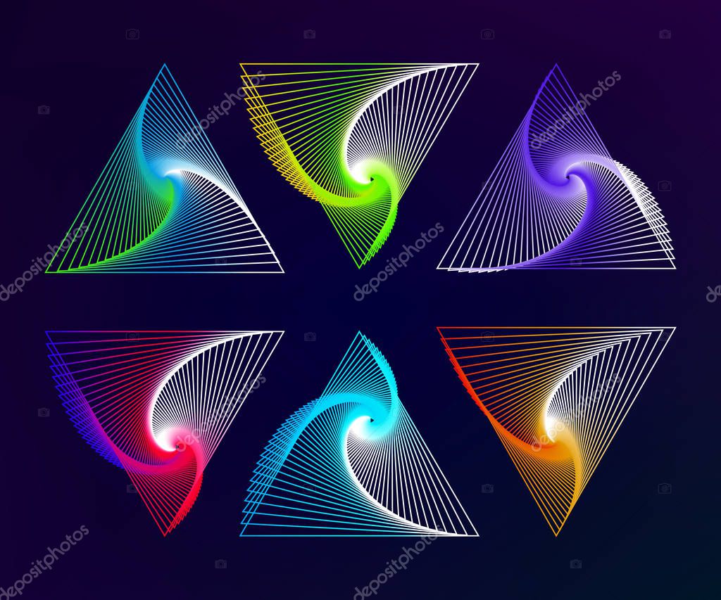 Polygonal contour elements for design. Vector symbols and elements. Magic, philosophy, space, paranormal, business, success, technology, vortex,. Vector illustration EPS 10