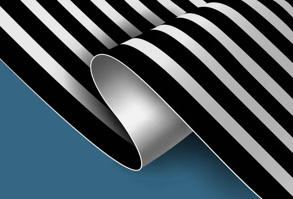 Black-White-striped-curved-sheet-Abstract-background — Stockový vektor