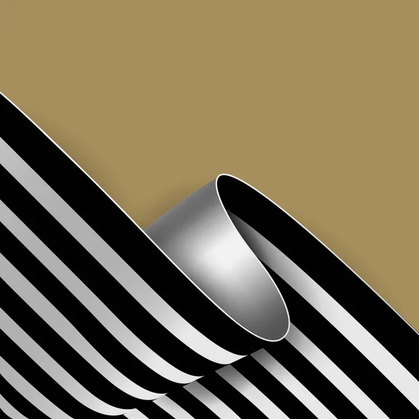 Black-White-striped-curved-sheet-Abstract-background-01 — Stok Vektör