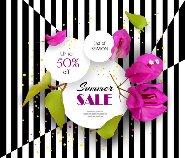 Summer-Sale-Discount-Concept-Tropical-flowers-03 — Stockový vektor