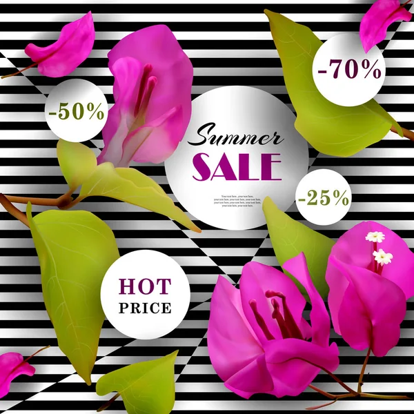 Summer-Sale-Discount-Concept-Tropical-flowers-05 — Stockový vektor