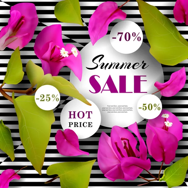 Summer-Sale-Discount-Concept-Tropical-flowers-06 — Stockový vektor