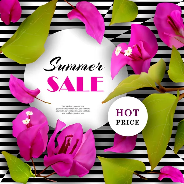 Summer-Sale-Discount-Concept-Tropical-flowers-07 — Stockový vektor