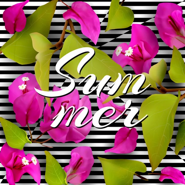 Summer-Concept-Fleurs tropicales — Image vectorielle