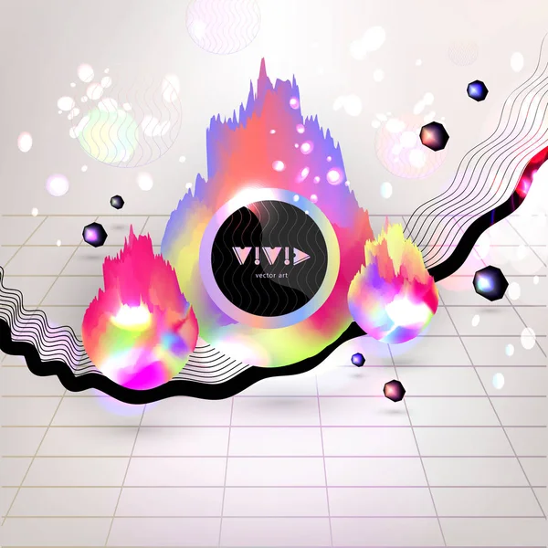 Plakát s rainbow objemové údaje a prvky stylu memphis Vektorová Grafika