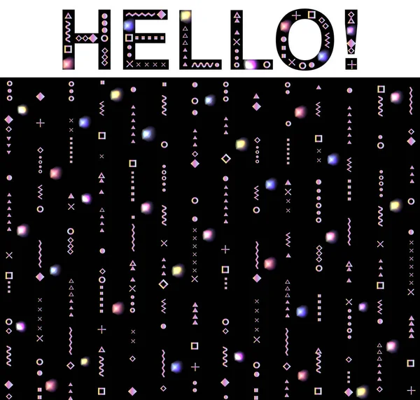 Rainbow-Memphis-Hello-Pattern-Abstract-Vecto-Background — Stok Vektör