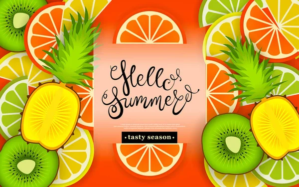 Hello-summer-Tasty-season-Tropical-fruits-03 — Vetor de Stock