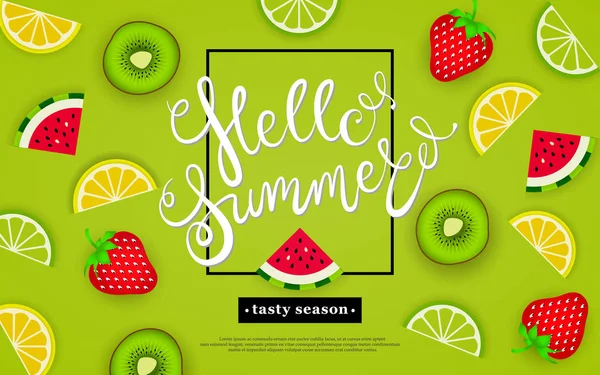 Hello-summer-Tasty-season-Tropical-fruits-06 — Vetor de Stock