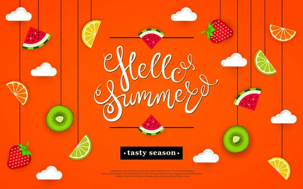 Hello-summer-Tasty-season-fruits-10 — стоковый вектор