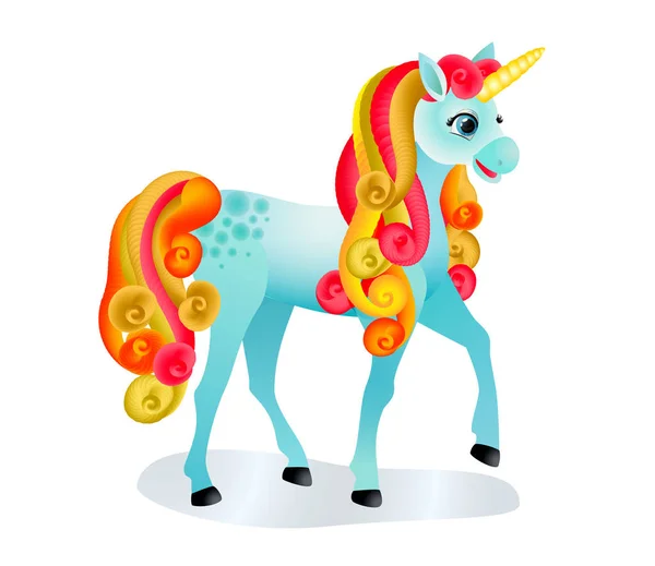 Unicornio poni aislado dibujos animados magia — Archivo Imágenes Vectoriales