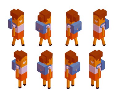 insanlar, Okulu, kız öğrenci, kız, isometry