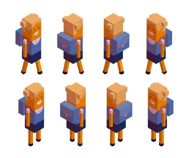 insanlar, Okulu, kız öğrenci, kız, isometry