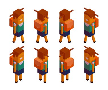 insanlar, Okulu, kız öğrenci, kız, isometry