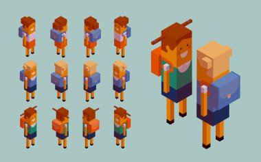 insanlar, Okulu, kız öğrenci, kız, isometry