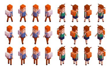 insanlar, okul, okul, isometry