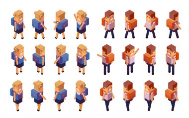 insanlar, okul, okul, isometry