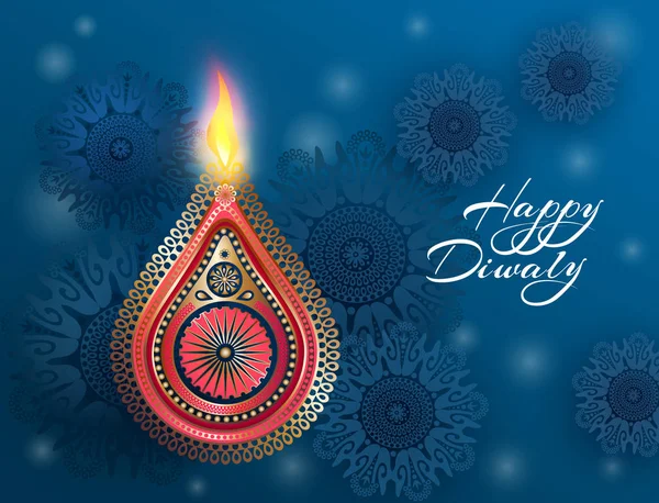 Card, Indian, festiva, Diwali, lamp — Stock Vector