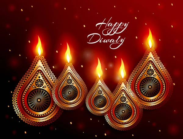 Kártya, indiai, fesztivál, Diwali, lámpa — Stock Vector