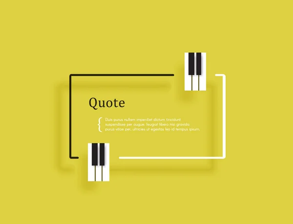 Musical quote in a frame. Creative quotation in the form of piano keys. Element of the piano keyboard. Modern design elements for classical music. Isolated on a yellow background. Vector — Stock Vector