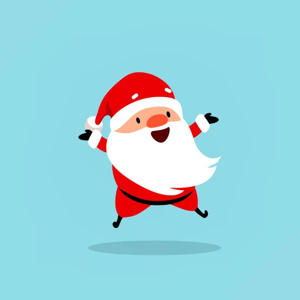 Santa Claus is springen met verrukking. Schattig emotionele karakter van de kerst. Element uit de collectie. Vectorillustratie geïsoleerd op blauwe achtergrond — Stockvector