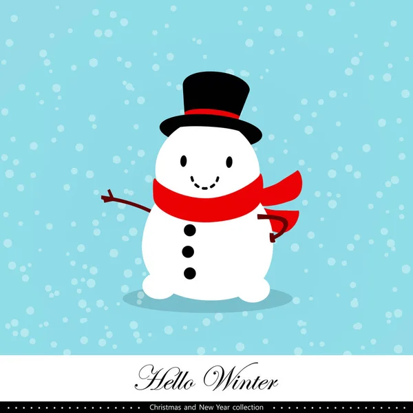 Un muñeco de nieve juguetón. Ilustración de invierno, Navidad y Año Nuevo. Elemento de la colección. Ilustración vectorial — Vector de stock