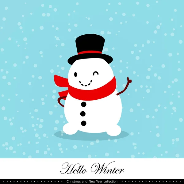 Un muñeco de nieve juguetón. Ilustración de invierno, Navidad y Año Nuevo. Elemento de la colección. Ilustración vectorial — Vector de stock