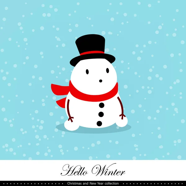 Un muñeco de nieve juguetón. Ilustración de invierno, Navidad y Año Nuevo. Elemento de la colección. Ilustración vectorial — Vector de stock