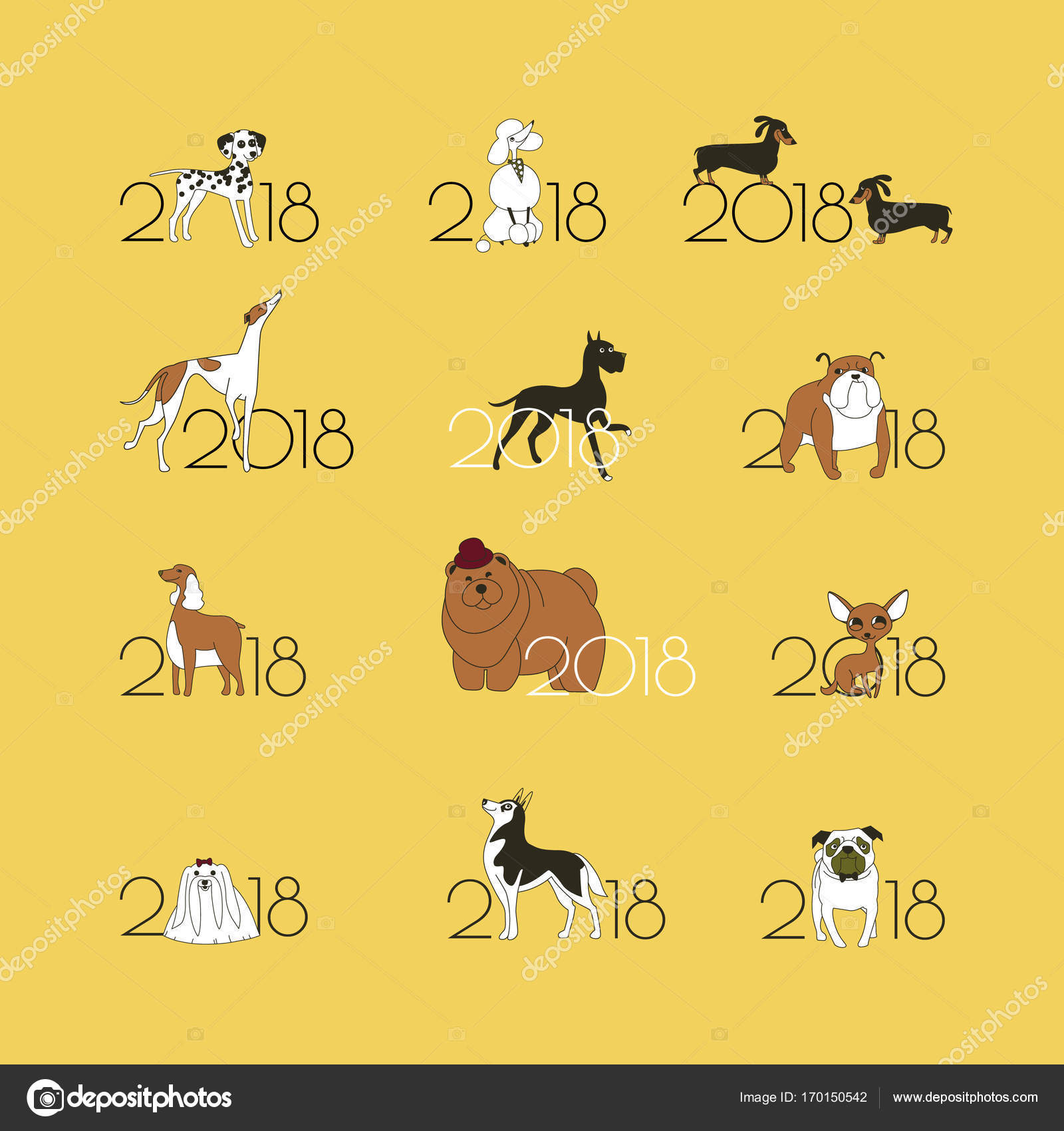 2018 Lannée Du Chien Pour Le Calendrier Oriental 12