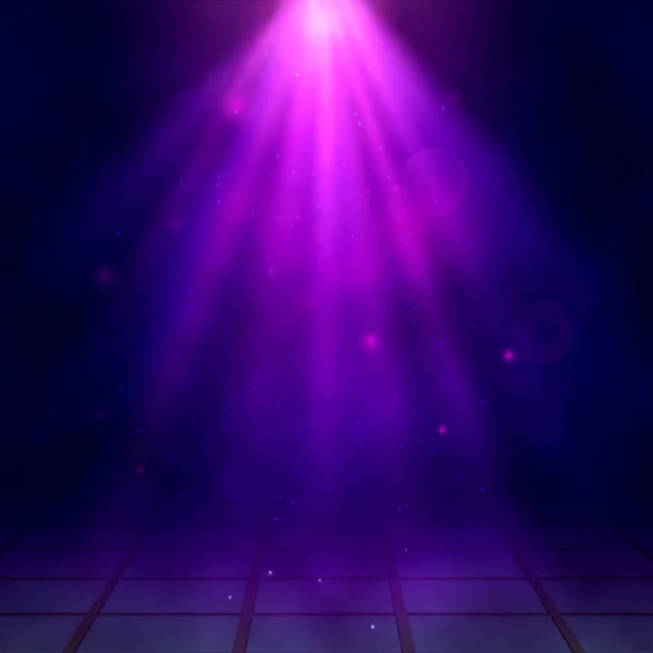 紫色的聚光灯。现场。迪斯科舞厅。光线的影响。矢量 — 图库矢量图片