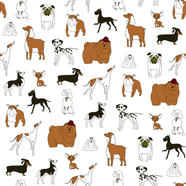 Rasy psów Seamless pattern. Minimalizm. Ilustracja wektorowa — Wektor stockowy