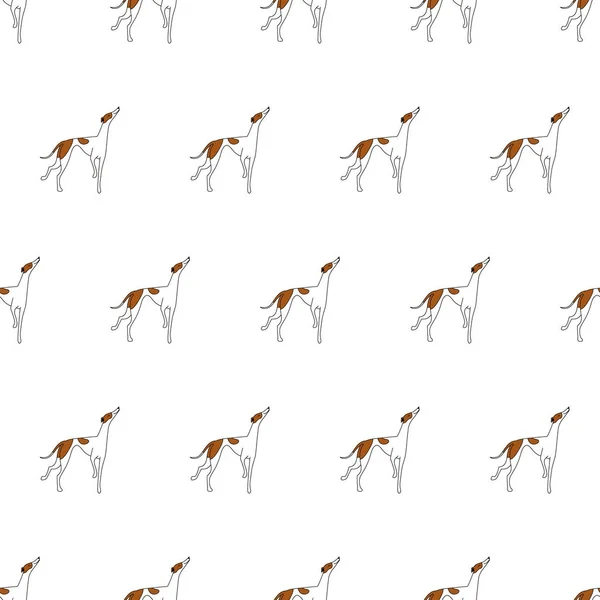 Breeds of dogs, Greyhound. Seamless pattern. Minimalism. Dog is a symbol of 2018. Vector illustration — Stock Vector