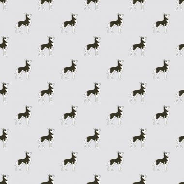 Siberian dış yapraklar. Doğurmak-in köpek. Seamless modeli. Minimalizm. Köpek 2018 bir sembolüdür. Çin takvimi. Vektör