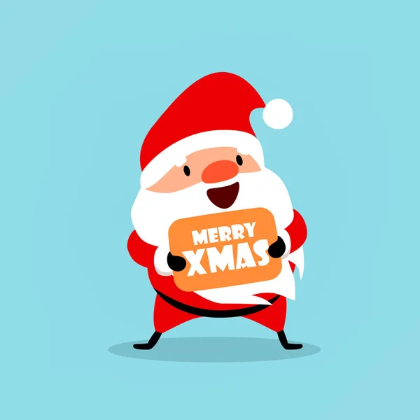 Santa Claus wenst Merry Christmas. Een element uit de collectie van het nieuwe jaar. Vectorillustratie geïsoleerd op lichte blauwe achtergrond — Stockvector