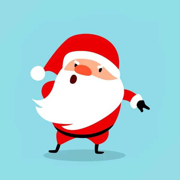 Grappige kerstman wordt boos, wijst met zijn vinger, opdrachten. Kerst vectorillustratie — Stockvector