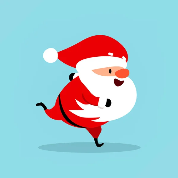Babbo Natale divertente corre, si affretta, entra per lo sport. Illustrazione vettoriale di Natale. Elemento della collezione di Capodanno — Vettoriale Stock