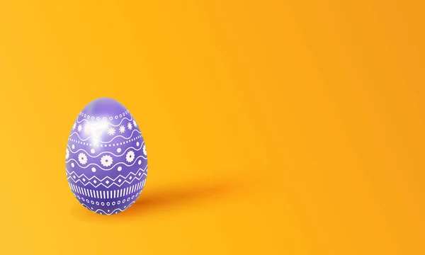 Glad påsk. 3D jul målade ägg med en delikat prydnad, kopia utrymme för text. Negativa utrymme. Vektorillustration — Stock vektor