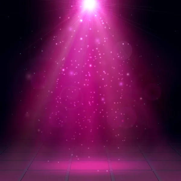 Pembe sahne ışıkları, ray, sis, duman, sahne, Disco, ışık efektleri, vektör çizim