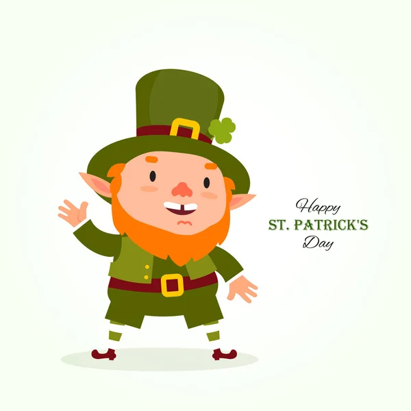 Día de San Patricio. Duende, Tradicional carácter nacional del folclore irlandés. Colección festiva. Aislado sobre fondo blanco . — Vector de stock