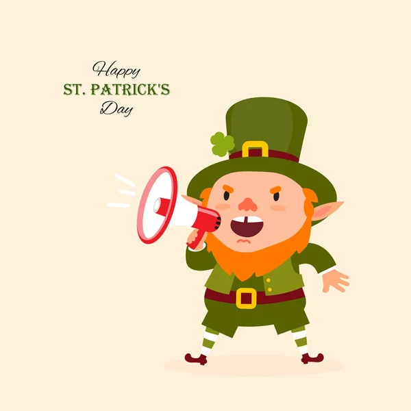 Día de San Patricio. Duende, Tradicional carácter nacional del folclore irlandés. Colección festiva. Aislado. Vector — Vector de stock