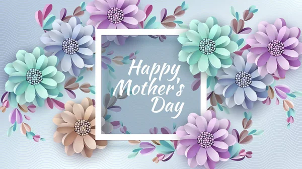 Αφηρημένα φόντο εορταστική με λουλούδια και ένα ορθογώνιο πλαίσιο. Happy Ημέρα της μητέρας. Ημέρα της γυναίκας 8 Μαρτίου. Floral διάνυσμα κάρτα χαιρετισμού εικονογράφηση κοπής χαρτιού Royalty Free Εικονογραφήσεις Αρχείου