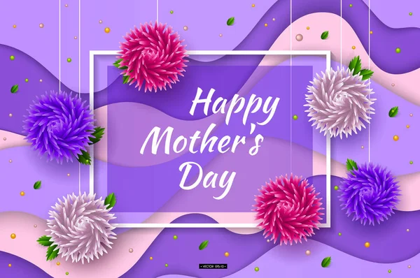 Absztrakt ünnepi háttér, 3D-s virágok. Boldog anyák napja. Március 8-nők napja. Hely, a szöveg. Papír vágott virág üdvözlés kártya trendi Design sablon. Vektoros illusztráció — Stock Vector