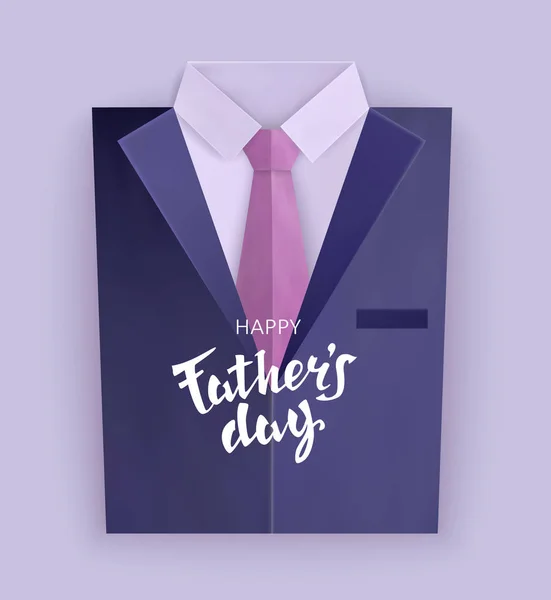 Fathers Day. Feestelijke achtergrond met een klassiek overhemd, stropdas en geschenken. Papier knippen. Vectorillustratie — Stockvector