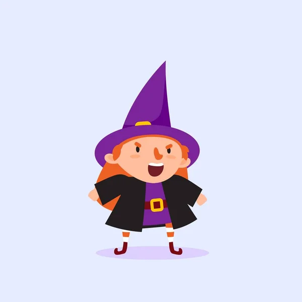 Halloween Bruja gritando Chica en un disfraz de bruja Objeto aislado Ilustración vectorial — Vector de stock